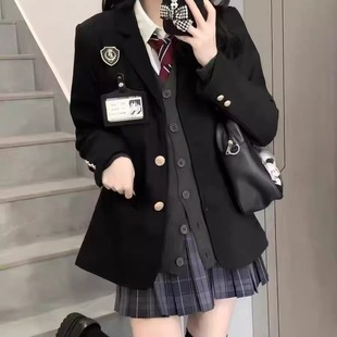 校供感一整套秋冬穿搭 裙女原创正版 韩系学院风黑色西装 jk制服套装