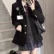 韩系学院风黑色西装 校供感一整套秋冬穿搭 jk制服套装 裙女原创正版