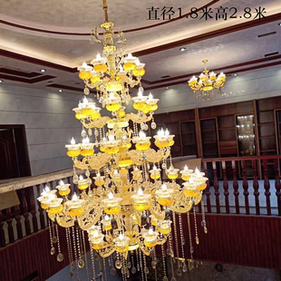 别墅客厅挑空大吊灯欧式玉石水晶大气奢华酒店楼梯长吊灯中空五层