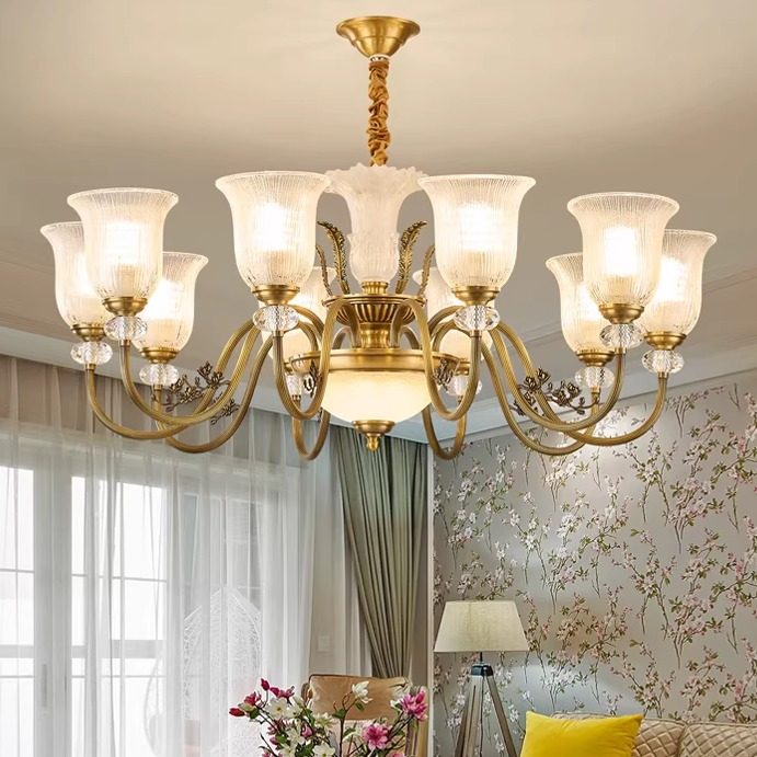 美式客厅水晶吊灯全铜餐厅灯复古轻奢大气中古法式卧室高级高档,家装灯饰光源,客厅吊灯,淘宝优惠券,粉丝福利购,淘宝优惠卷