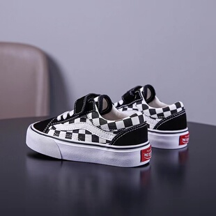 运动经典 滑板鞋 款 高帮男童女童街舞鞋 表演黑白条 儿童帆布童鞋 正品