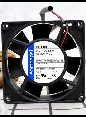 全新德国PAPST TYP8414HR 8414R 8414 8CM 24V 5.8W 8025散热风扇