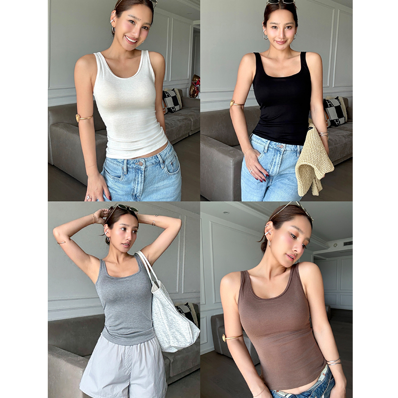 丸丸maruco 蚕丝背心！自带胸垫遮副乳弹力显瘦打底上衣