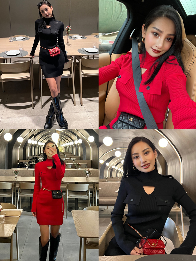 美爆心机小镂空百搭修身显瘦弹力