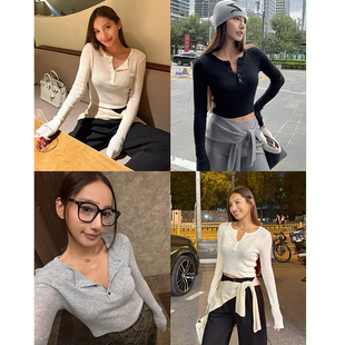 打底衫 丸丸Maruco 针织衫 亲肤软糯半透长袖 羊毛针织亨利衫