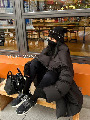 丸丸maruco 设计感暗黑大翻领抗寒鹅绒轻盈保暖面包服羽绒服女