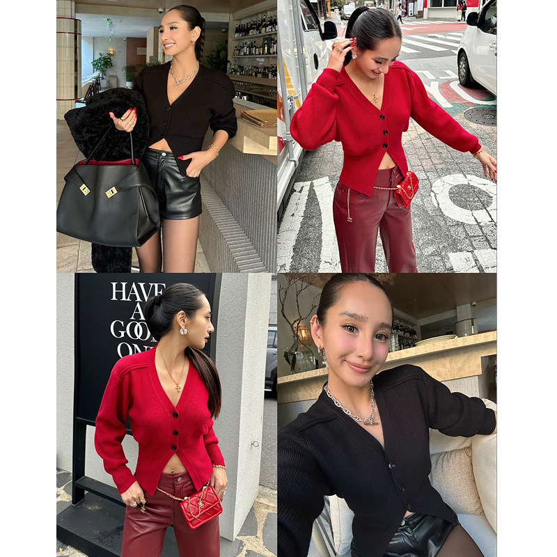 丸丸Maruco 秒变蜂腰！美爆了收腰阔肩显瘦开衫毛衣开衫针织衫女