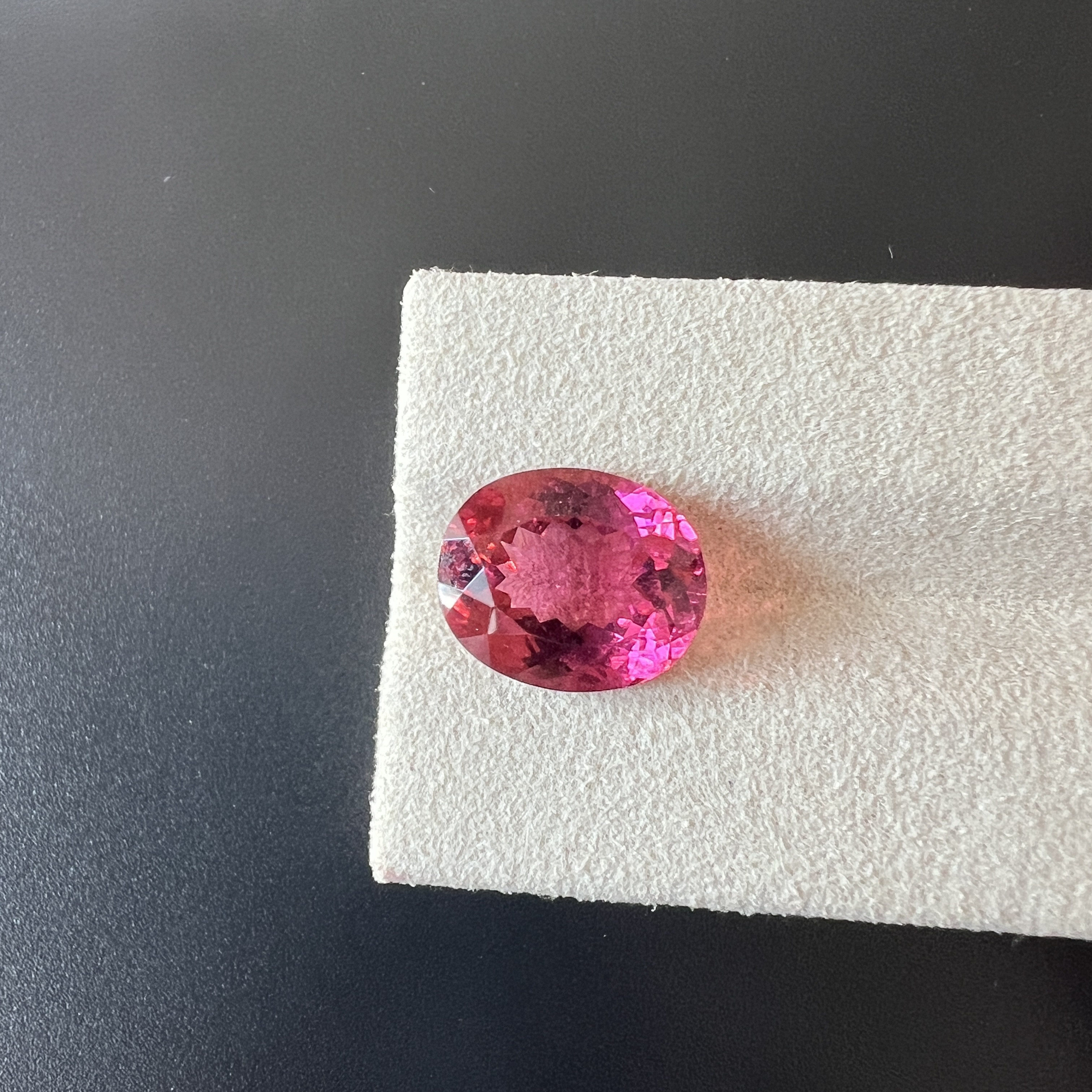 椭圆形碧玺椭圆形桃红玫瑰色精切高光6.79ct戒指吊坠