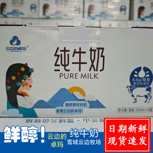 云边 10盒 卓玛纯牛奶3.3蛋白高原奶宁夏原生态营养早餐200ml