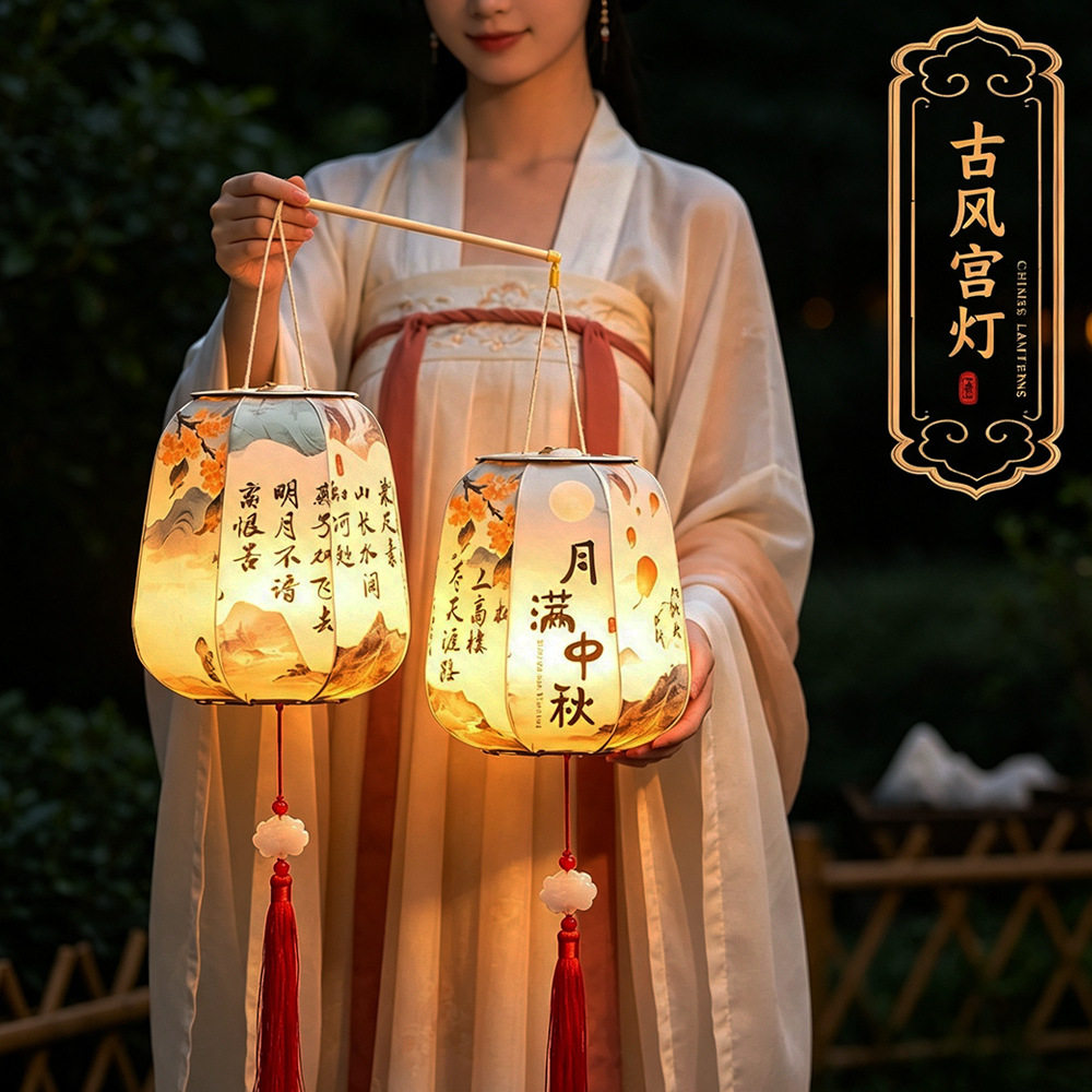 中秋古风宫灯氛围暖光手提灯笼