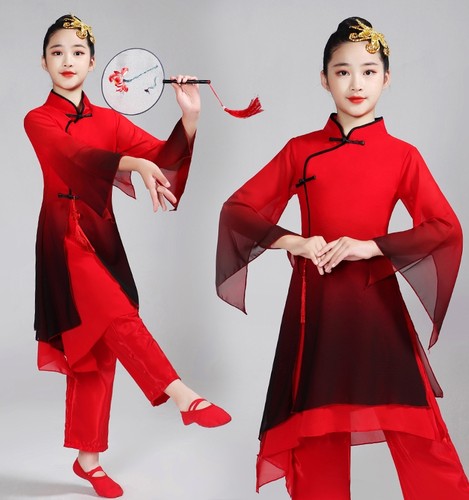 水墨画风中国舞表演服中国风男女