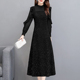 黑色长袖 裙子高端小黑裙加绒打底长裙女秋冬季 连衣裙2025冬装 新款
