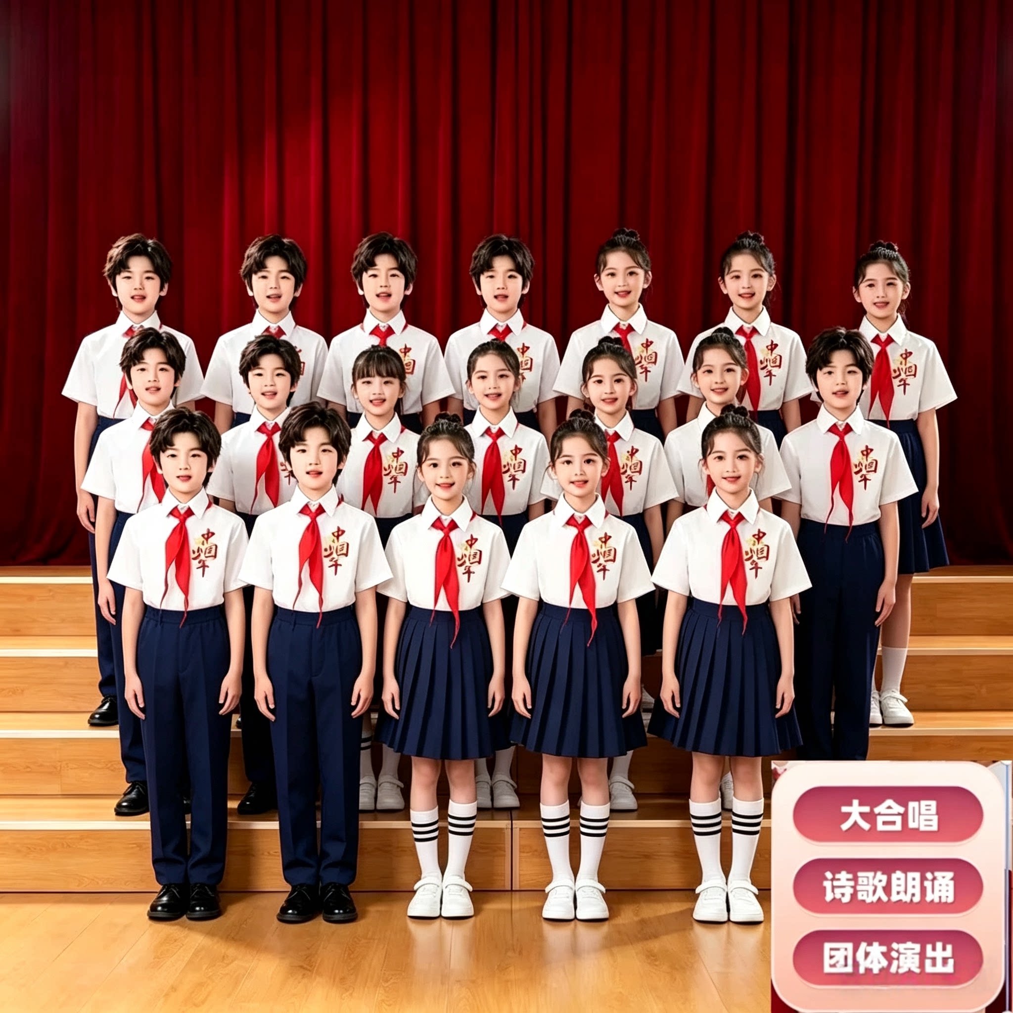 国庆儿童合唱朗诵红色演出服
