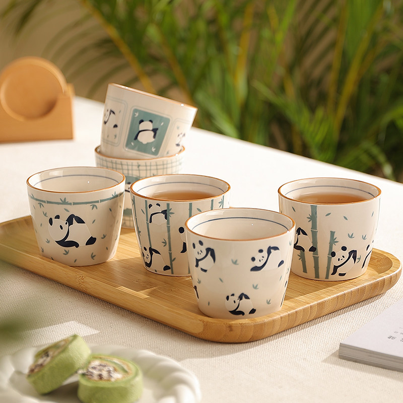 陶瓷功夫茶杯高档精致主人杯情侣一对高颜值茶具套装熊猫喝茶水杯,餐饮具,茶杯,淘宝优惠券,粉丝福利购,淘宝优惠卷