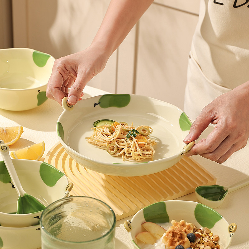 家用微波炉专用碗和盘子陶瓷米饭碗带耳朵的大汤碗意面盘子高级感,餐饮具,碗,淘宝优惠券,粉丝福利购,淘宝优惠卷