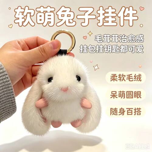 可爱仿獭兔毛蝴蝶结兔子包挂件