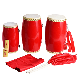 御马腰鼓14/15CM成人儿童木质双排钉水牛皮腰鼓秧歌舞蹈安塞腰鼓