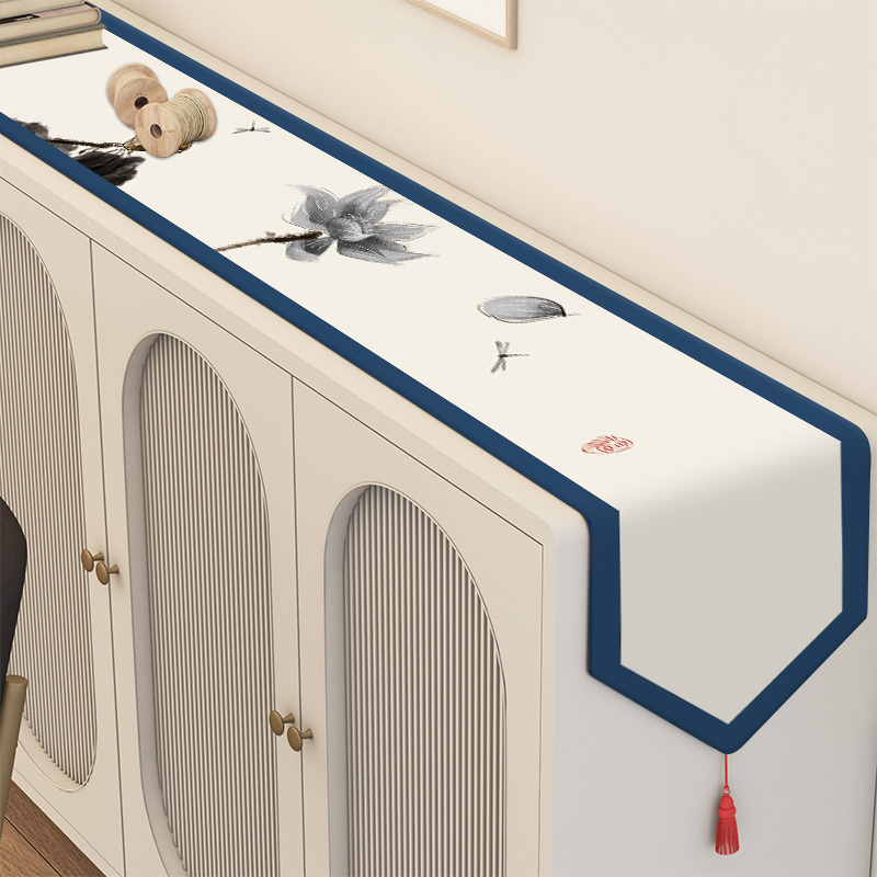 格诺瓦桌布桌旗中式麻布长条