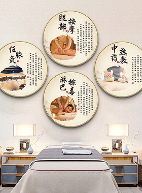 中医养生馆挂画艾灸推拿针灸墙面装饰采耳足疗中药热敷壁画美容院