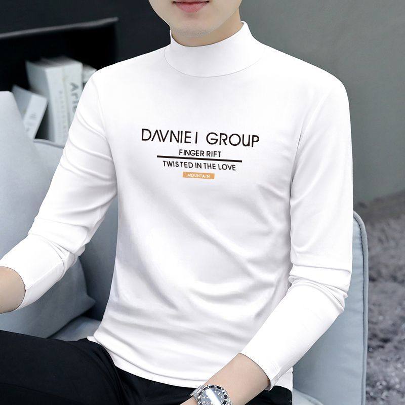 中领t恤男长袖内搭上衣2025秋冬季新款休闲百搭印花半高领打底衫,男装,T恤,淘宝优惠券,粉丝福利购,淘宝优惠卷