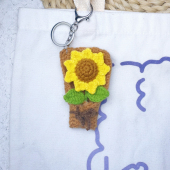 手工钩针编织毛线钩织成品向日葵迷你郁金香小花束包包挂件钥匙扣