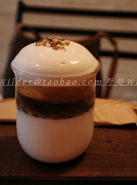 简约宽口透明玻璃杯耐热拿铁杯冷萃杯冰美式咖啡杯家用水杯饮品杯