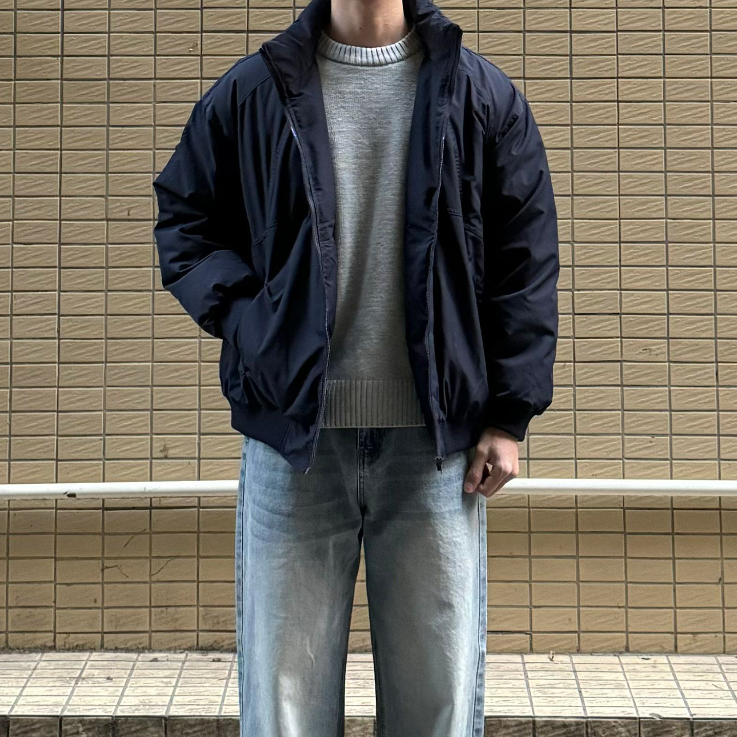 redacororn 纯色简约立领羽绒服冬季男生保暖宽松百搭休闲外套