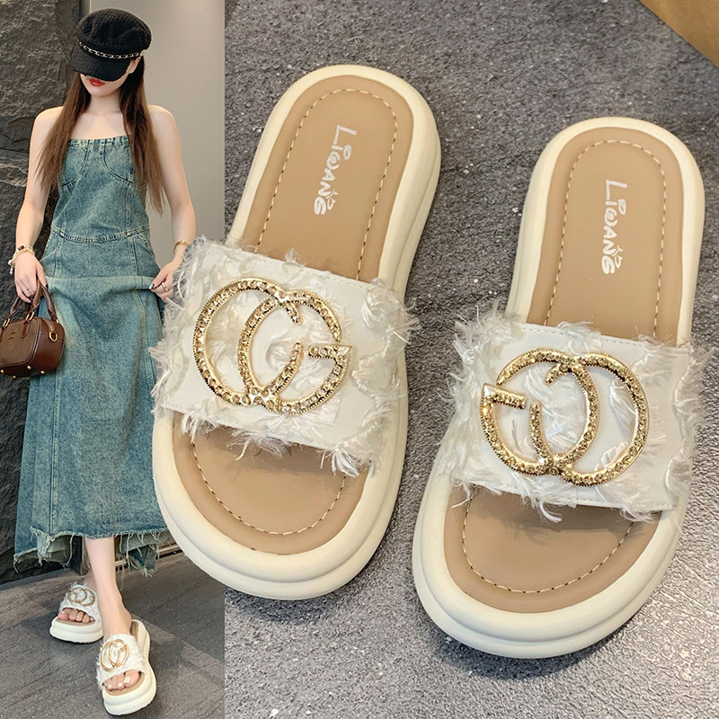 厚底拖鞋女外穿2025年夏季新款仙女风小个子增高软底高级感凉拖鞋