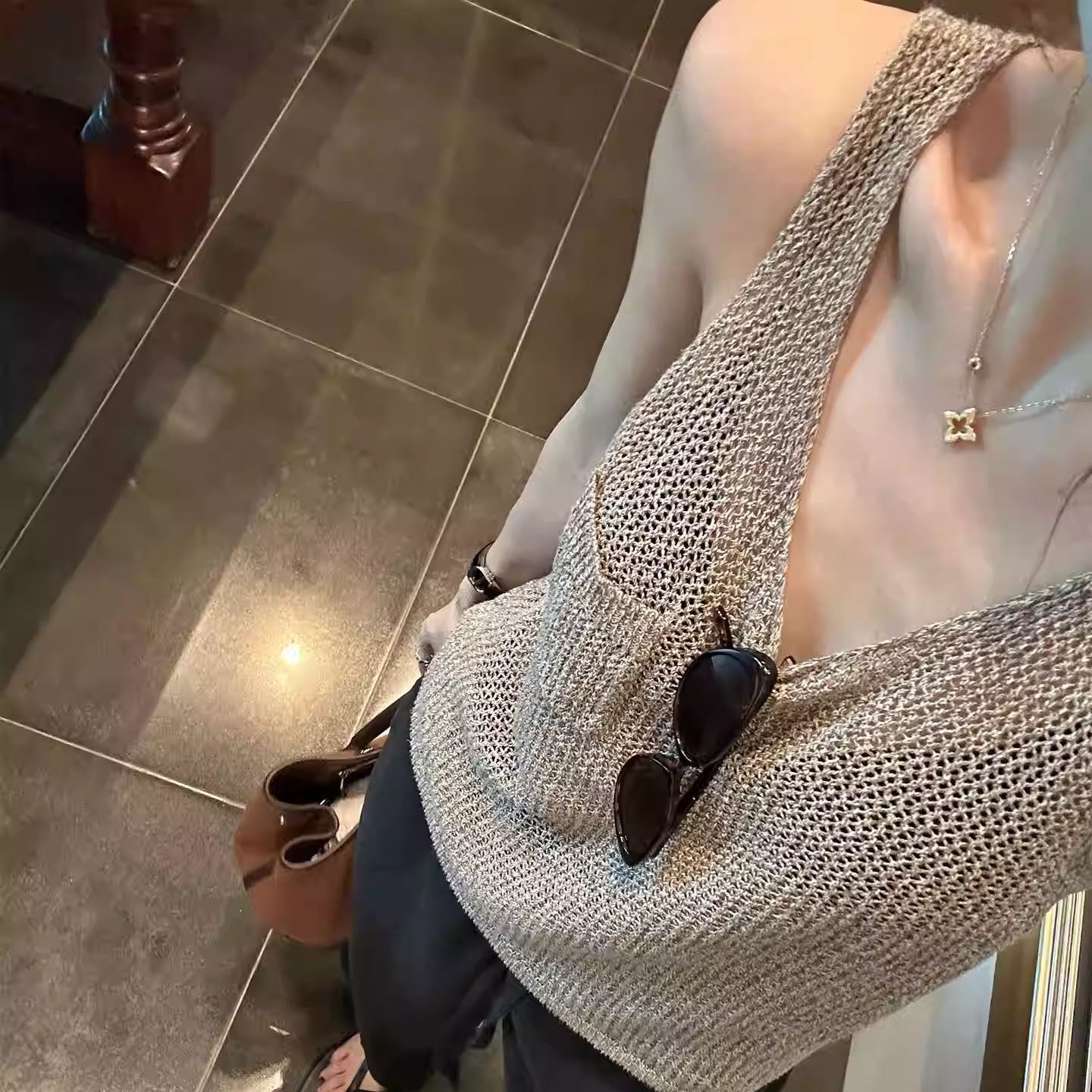 复古咖色v领针织吊带背心女夏季韩系穿搭内搭外穿无袖叠穿小上衣
