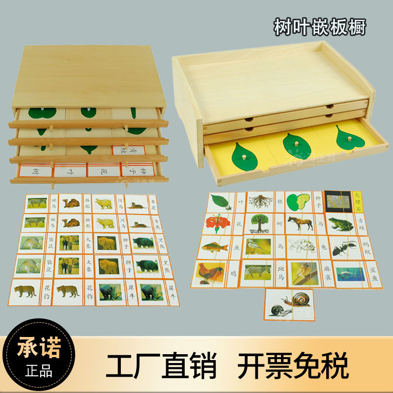 蒙氏科学教具树叶柜国际版木质教具蒙台梭利早教树叶拼图嵌板柜