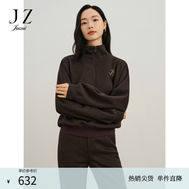 商场同款JZ玖姿经典半高领运动衫上衣女冬季款JWDD80109