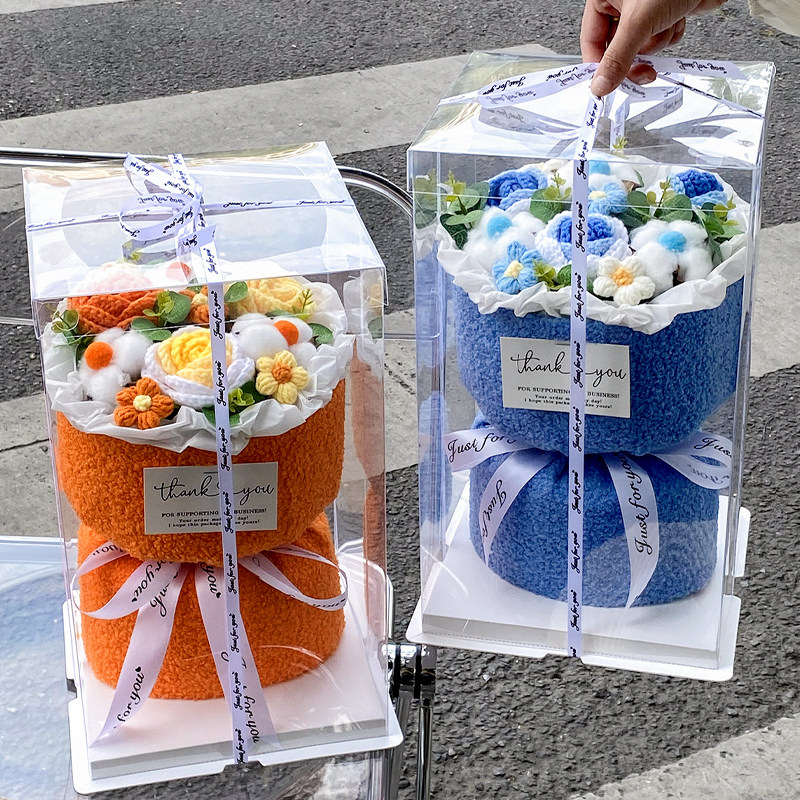 情人节生日礼物手工编织玫瑰花束仿真花送闺蜜女友走心惊喜礼盒花