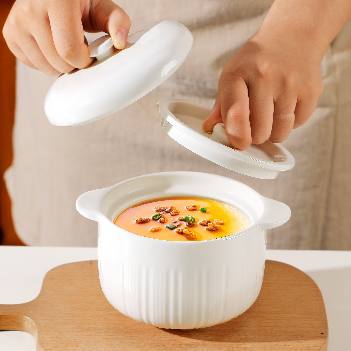 陶瓷炖盅隔水炖双耳双盖家用烤梨盅燕窝专用炖汤盅瓦罐炖罐小汤盅