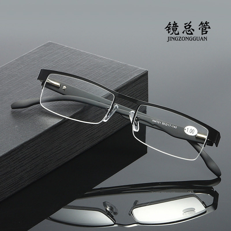 2025跨境新款金属丝半框弹簧腿男商务简约经典中老年老花镜,ZIPPO/瑞士军刀/眼镜,老花镜,淘宝优惠券,粉丝福利购,淘宝优惠卷