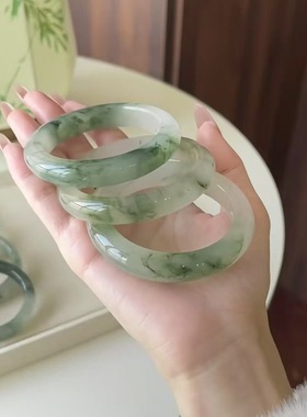 新中式白玉髓白月光手镯仿玛玻璃仿玉粗款圆条不知春手镯一步