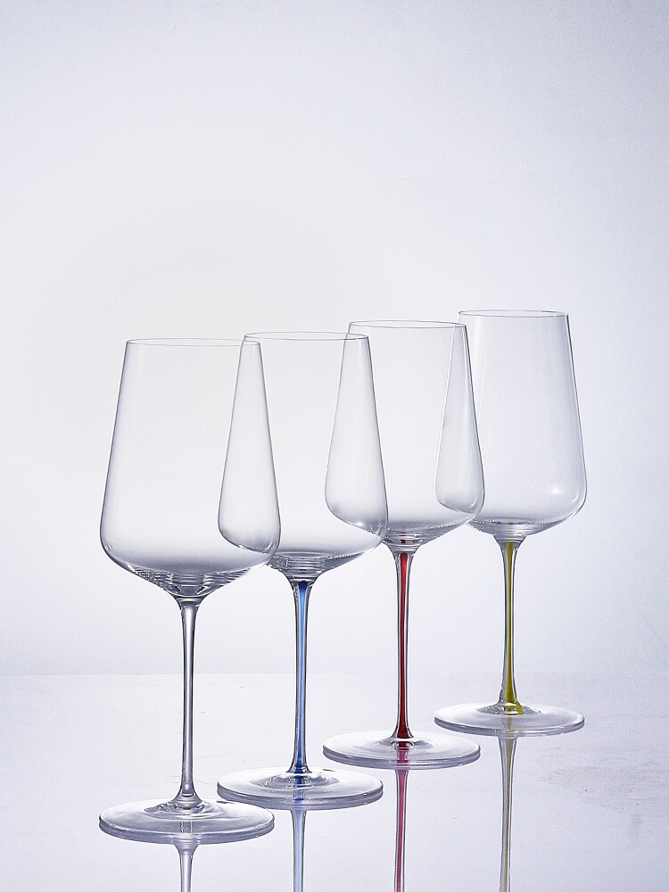 罗派高端手工波尔多红酒杯高脚彩杆勃艮第酒杯 便携旅行盒单只2只