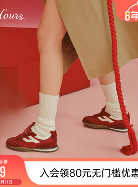 小桃同款 73hours女鞋小饼干2025春季新款红色德训鞋阿甘鞋休闲鞋