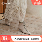 尖头短靴女波嬉风踝靴高跟时装 73hours女鞋 混搭美学2025冬新款 靴