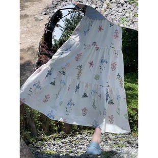 百搭碎花半身裙女冬季 高腰垂感蛋糕裙a字休闲显瘦长裙 2025新款