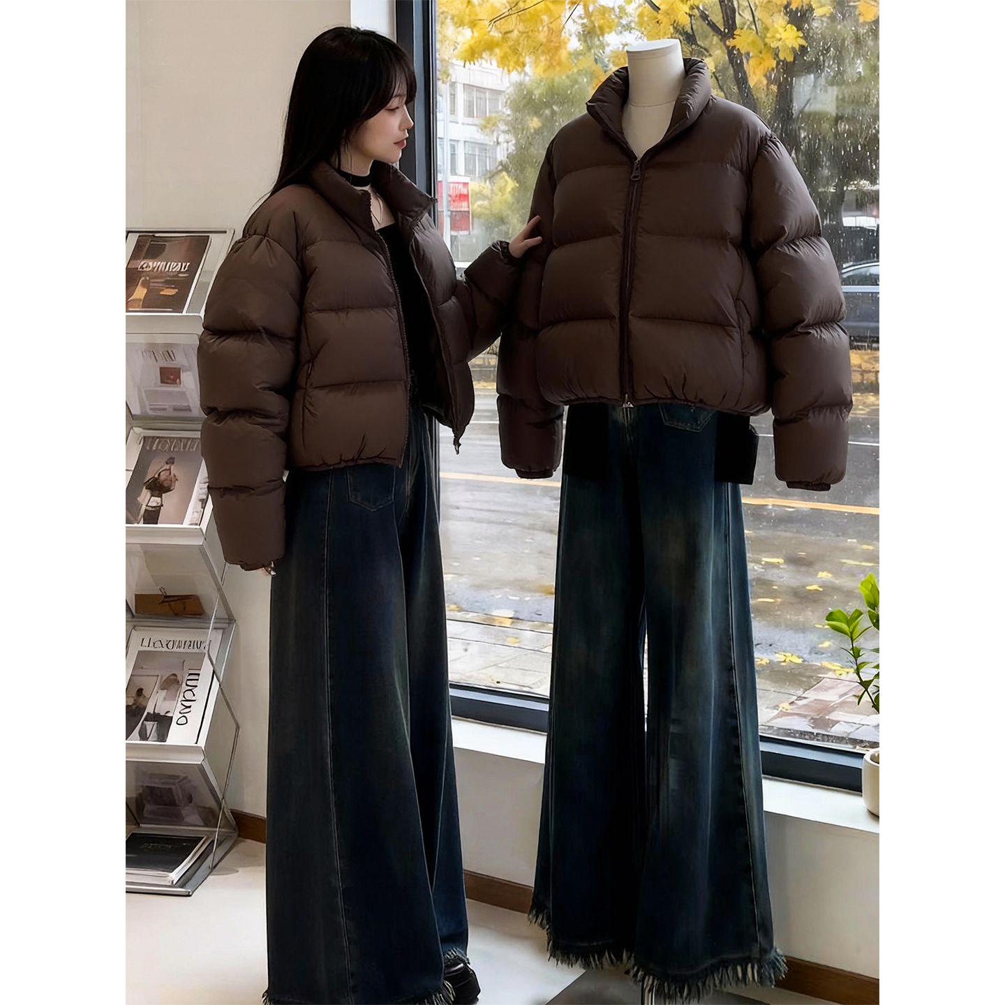 肯豆风短款羽绒服女2025