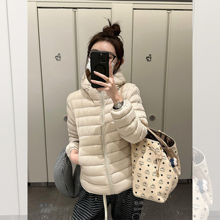 高级感夹棉杏色短款羽绒棉服女冬装巨好看的棉袄独特漂亮棉衣外套