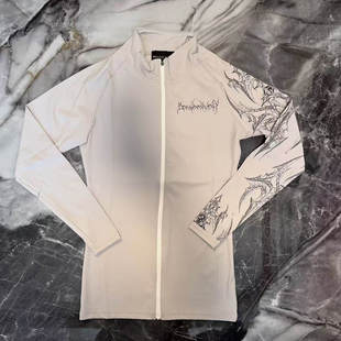 跨境新款 Breathedivinity 肌肉健身长袖男印花紧身衣高领运动T恤