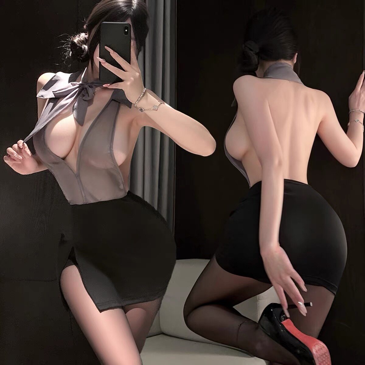 深v性感内衣小胸秘书包臀裙制服睡衣服睡裙