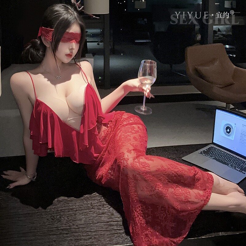 内衣性感法式蕾丝包臀长裙深V御姐夜店制服睡衣睡裙