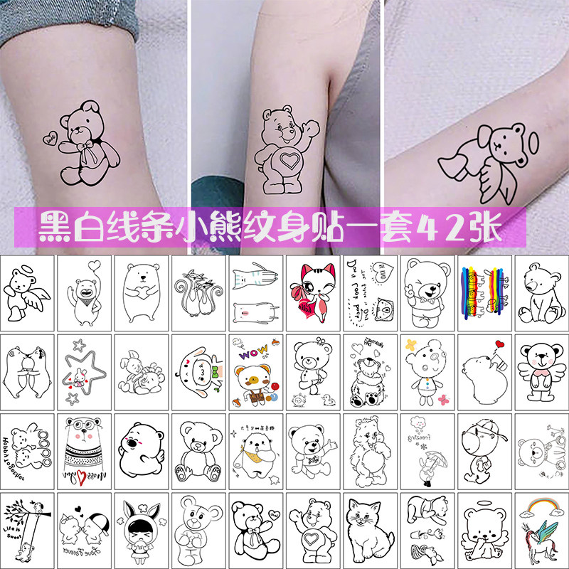 可爱动物纹身贴防水女持久
