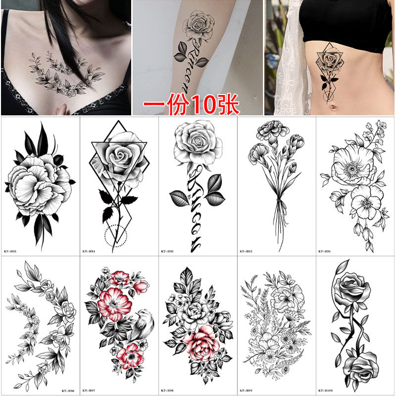 遮疤痕剖腹产贴纸暗黑纹身贴花朵