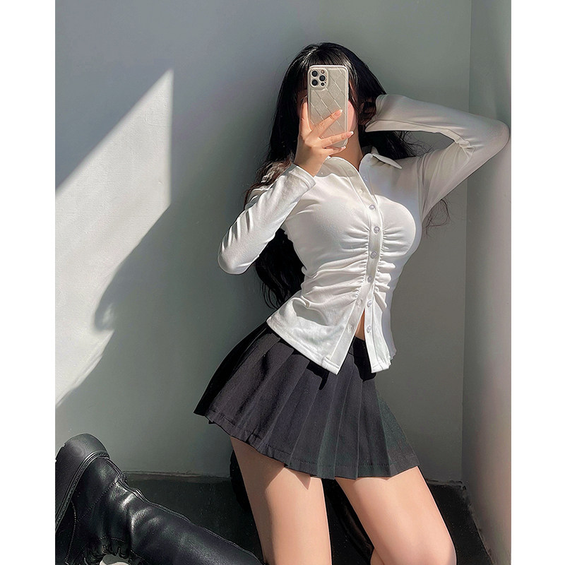 辣妹裙子职场轻熟风ol制服纯欲百褶裙搭配白衬衫职业套装女工作服