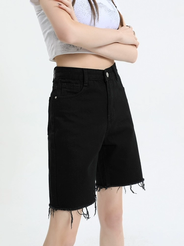 Черная джинсовая юбка, шорты, штаны, высокая талия, свободный крой, подходит для подростков
