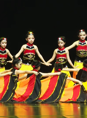 洗春天彝裳乐舞蹈服装火把节彝族头饰辫子带花少儿成人群舞演出服