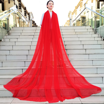 5米青海湖大红长款防晒披肩丝巾